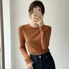 Camiseta Básica Gola Redonda para Mulheres, Slim Fit Outono e Inverno, Top Casual Quente da Moda, Camiseta Regular de Ombro com Manga Longa para Mulheres Jovens