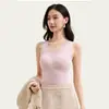 Chaleco Térmico de Lyocell con Relleno de Plumas y Seda para Mujer con Sujetador Integrado, Camiseta de Capa Base Ajustada con Forro Polar para Otoño e Invierno