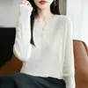 Camiseta de Punto de Cuello en V Otoñal para Mujer 2026 Nuevo Estilo Primavera y Otoño Ropa Interior Superior Suéter Elegante para Mujer Tallas Grandes Otoño e Invierno