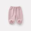 2025 Otoño Nuevo Pantalón de Chándal con Lazo Bordado para Bebé Niñas Estilo Coreano Estilo Occidental Más Fácil de Combinar Color Sólido Pantalones Casuales