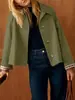 Blazer corto retro europeo y americano 2025 para mujer, con cuello de solapa, corte holgado, estilo casual y diseño versátil adecuado para el trabajo y el uso diario.