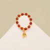 Serie Año de nacimiento Anillo de ágata roja natural Diseño de nicho femenino Anillo para el dedo índice Ligero Lujo Elástico Moda nacional Anillo de Año Nuevo