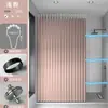 Conjunto de Cortina de Chuveiro Dobrável para Banheiro, Cortina de Tecido Impermeável e à Prova de Mofo Invisível Sem Furos, Divisória de Banheiro para Separação de Áreas Úmidas e Secas