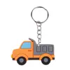Llaveros de PVC de varios vehículos de transporte, camión de bomberos, autobús escolar, decoración de mochila de dibujos animados, llavero de Amazon
