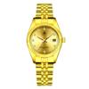 Lupa Calendário de Vidro Relógio Luminoso Masculino Totalmente Dourado Cruz Masculina Par de Relógios Combinando Feminino Mostrador Grande