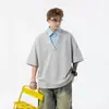 Camisa polo de manga corta con cuello para hombre, camiseta de verano de marca moderna, corte holgado estilo coreano, top versátil moderno nuevo 2026