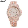 Reloj Missfox Moda Doble Calendario Negocios Completamente Incrustado en Diamantes Hombres Reloj Hiphop