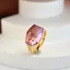 Anel Lipor Colorido de Cristal Original Joia Baoman Novo com Pedra Preciosa Lapidação Diamante Multifacetada com Fogo e Brilho Completos