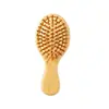 Pente de bambu e madeira com almofada de ar para uso doméstico, pente de massagem meridianos com cabeça de borracha de bambu, pente volumizador para couro cabeludo para cabelos cacheados e lisos