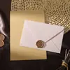 Envelope com textura de linho e aba longa, colorido, simples, estilo ocidental, conjunto de papelaria inspirado em vintage, incluindo selo de cera e papel de carta