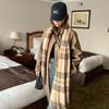 Bufanda navideña de cuadros rojos para mujer invierno retro versátil ins blogger verde oscuro Corea del Sur celebridad de internet bufanda cálida