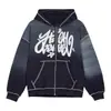 Moletom de estilo Harajuku punk rock de rua personalizado transfronteiriço europeu e americano com bordado graffiti e bolsos corta-vento, combinado com calças compridas de perna larga