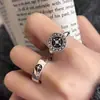 Anillo Vintage Desgastado de Cruz y Rueda de Barco para Mujer, Diseño de Nicho, Estilo Nuevo, Sensación de Alta Gama, Anillo Abierto Ajustable Versátil para Mujer