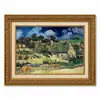Moldura Dourada Retrô Campo de Pessegueiros em Flor de Van Gogh Céu Estrelado Estilo Pintura a Óleo Sala de Estar Entrada Pintura de Parede Emoldurada Pintura Decorativa Personalizado