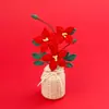 Plantas en Maceta de Clematis Tejidas a Mano Transfronterizas, Flores Artificiales, Decoraciones de Oficina, Regalos de San Valentín, Recuerdos