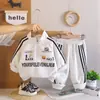 Ropa de Otoño para Niños Ropa Elegante para Niños Primavera y Otoño Cremallera Media Set de Dos Piezas de Motociclista Bebé Guapo Bebé de 1234 Años