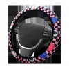 2024 nuevo sin anillo interior algodón y lino estampado funda para volante de coche huellas de gato leopardo mariposa mapache transfronterizo