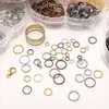 Caja de 7 Compartimentos de Hierro Anillos de Cierre de Langosta de Bucle Único Accesorios para Pulseras de Abalorios Hechas a Mano, Aretes y Materiales de Decoración de Joyería