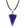 Venta Caliente Transfronteriza de Amazon Collar de Cristal Natural de Amatista Fluorita Ágata Colgante de Péndulo Cónico Facetado Joyería