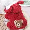 Ropa de Invierno para Mascotas, Ropa de Oso Peludo de Cuatro Patas, Forrada de Polar y Engrosada, Ropa Cálida de Oso Linda para Perros, Ropa de Invierno para Gatos