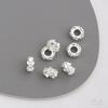 Contas Espaçadoras para Anel Floral Banhadas a Prata Espessa de Cor Duradoura com Zircônia Porta-Contas para Montagem de Joias DIY Acessórios Materiais
