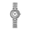 Relógio de Quartzo Feminino com Mostrador de Escala Mista de Diamantes + Conjunto de Presente de Pulseira de Gipsófila Casual e Fashion