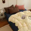 Conjunto de quatro peças em algodão lavado, estilo INS misto e combinado, lençol e fronha amigáveis à pele, conjunto de três peças para dormitório estudantil, lençol com elástico para cama 4