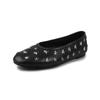 Cielo Estrellado~Zapatos Planos con Estrellas Tachonadas con Capa Superior de Piel de Oveja Otoño 2025 Punta Redonda Piel Genuina Boca Baja Zapatos Únicos para Mujer