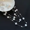 Verano Coreano Nuevo Estilo Coreano Collar de Perlas Lujo Ligero Cadena para Suéter de Gama Alta Versátil Simple y Elegante Joyería de Collar