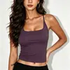 Camiseta Deportiva sin Mangas de Espalda en I con Copas Fijas para Mujer con Almohadillas en el Pecho, Ropa de Yoga, Ropa Interior, Top de Fitness para Pilates Yoga
