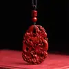Colgante de Dragón y Fénix de Cinabrio, Accesorios para Hombres y Mujeres, Regalos de Buena Suerte