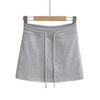 Suéter esportivo casual estilo americano saia de algodão feminina outono e inverno 2023 bolsa de cordão quadril saia-calça A-line