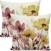 Capa de Almofada Pintura a Tinta Novo Estilo Transfronteiriça Floral, Capa de Almofada Floral de Planta, Decoração de Sala de Estar de Casa Suporte Lombar para Sofá