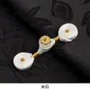Botones de Hebilla Pan de Qipao Nuevo Estilo Chino Tejido a Mano Alambre Envuelto Perla Dorada Quemador de Incienso Botón de Tela de Una Palabra Hebilla Decorativa Retro Hanfu