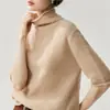 Suéter de cachemira de cuello alto, manga corta, manga tres cuartos, nuevo para otoño e invierno, ajuste holgado, tejido adelgazante, suéter básico