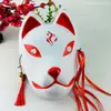 Máscara de Raposa 2025 Máscara de Halloween Máscara de Rosto de Gato Máscara de Demônio Raposa Branca Estilo Japonês Pintado à Mão
