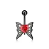 Anillo de Acero Inoxidable Mariposa para Ombligo Transfronterizo Corazón de Melocotón Zirconia Piercing de Ombligo Hebilla de Ombligo Venta al por Mayor