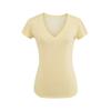 Estilo Perezoso Sexy Suelto y Ligero Cuello en V Color Puro Manga Corta Camiseta para Mujer Lujuria Pura Sexy Que Muestra la Figura Hombro Derecho Top Básico