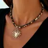 Nz3477 Collar de Cuerda de Terciopelo con Estampado de Leopardo Europeo y Americano Transfronterizo Colgante de Pez Sol Colgante Único Diseño de Moda Joyería para Mujer