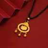 Colar de Ouro de Areia Vietnamita para Mulheres, Cor Duradoura, Padrão de Nuvem Estilo Antigo, Acessório de Liga de Cobre, Pingente de Ouro de Areia Imitação