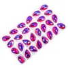 Wei Chen fondo plano forma de gota hebilla plana material de vidrio de cristal DIY cosido a mano taladro ropa zapatos cosido taladro doble agujero