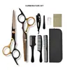 Tesoura de Corte de Cabelo Doméstica, Modelo Preto Dourado, Tesoura Profissional para Cabeleireiros em Aço Inoxidável com Dentes Planos Integrados, Especificamente para Cabeleireiros e Barbeiros