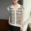 Colete Cardigan de Tricô Pesado com Bordado e Gola V com Textura de Bambu para Mulheres 2026 Nova Coleção Primavera/Verão Colete Respirável com Textura Fresca