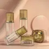 Botellas cuadradas de vidrio en stock 120ml botellas para loción y esencia 50g frascos para crema facial materiales de empaque cosmético