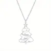 Colar de Árvore de Natal em Aço Titânio Estilo Primavera de Luxo Transfronteiriço para Mulheres, Joia de Corrente para Clavícula com Pingente de Estrela Fashion e Versátil