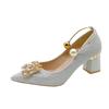 Primavera y otoño 2024, nuevo estilo coreano de moda, tacones altos, punta puntiaguda, tacones de aguja, boca baja, hebilla recta, tacones altos para mujer