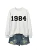 Amazon eBay sitio independiente casual simple cómodo mujer 1984 digital otoño e invierno nuevo cuello redondo manga larga sudadera