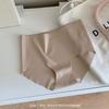 Ropa interior sin costuras de otoño e invierno para niñas, letras simples, una pieza, seda de morera, entrepierna cómoda, funda, bragas de cintura media para mujer