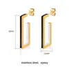 Pendientes Justop Europeos Modernos en Forma de U con Marco Dorado, Contraste Blanco y Negro, Estilo Geométrico Contrastante, Pendientes de Moda y Elegantes