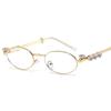 Gafas de Sol para Mujer Metálicas con Marco Ovalado y Diamantes Moda Europea y Americana Sentido de Alta Gama Gafas Personalizadas Gafas de Celebridad de Internet para Mujer
